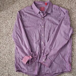 Izod Men's Shirt in Purple and White Stripes